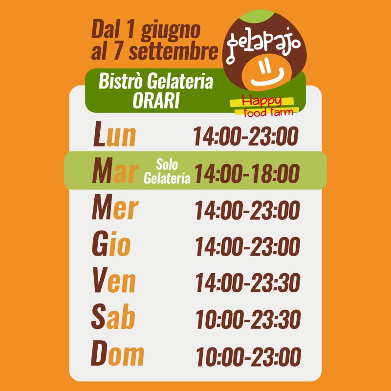 orario,gelaapajo,cena,pranzo,gelateria,bistro
